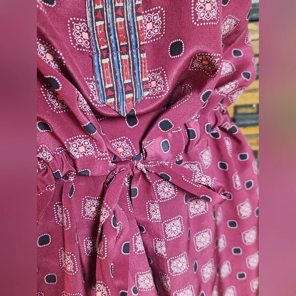 Sea New York 100% Silk Red Patterned Button Down Romper Size 6 - Picture 3 of 14